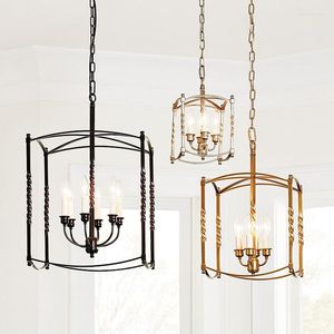 Hängslampor American Country Living Room Creative Square Bedroom Retro Industrial Style Porch Aisle Study Bar Restaurant Chandelier