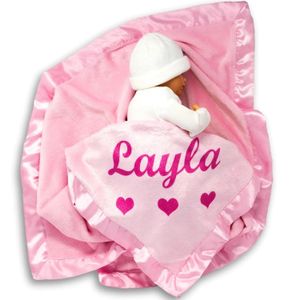 Blankets Swaddling Custom Baby Name Flannel Blanket For Kids Babies Birthday Gift Soft All Season Personalized Pink Purple Blue Embroidery Blanket 231115