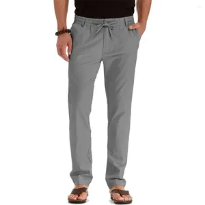 Calças masculinas jogging pant sweatpants trilha ativa cordão para homens bolsos poliéster regular cor sólida estiramento marca