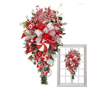 Flores decorativas de natal decorações de cana de doces ornamentos árvore para guirlanda de natal porta de parede interior lareiras para casa