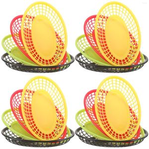 Dinnerware Sets 12 Pcs French Fries Hamburger Basket Pastry Plate Fryer Household Storage Plastic Fruit