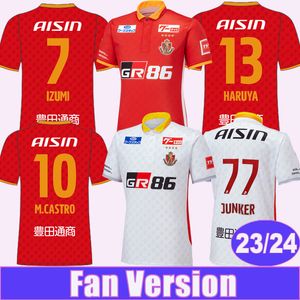 23 24 Nagoya Grampus IZUMI Herren-Fußballtrikots M.CASTRO JUNKER INAGAKI HARUYA NAGAI Heim Rot Auswärts Weiß Fußballtrikots Kurzarm Aldult Uniformen