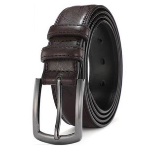 Herrbälte äkta läderklänningsbälten för män för kostymer, jeans, uniform med enstaka spänne - Top Designade Uptown Belt