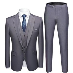 Abiti da uomo Blazer grigio elegante giacca pantaloni gilet 3 pezzi sposo smoking blazer pantaloni set da uomo per matrimonio gentiluomo abiti da festa abbigliamento maschile 231116
