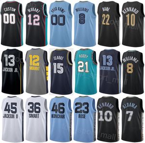 MAN MAN MUNT MOUNT Basketball City Derrick Rose Jersey 23 Marcus Smart 36 Ziaire Williams 8 Jaren Jackson Jr 13 David Roddy 21 Steven Adams 4 niebieski biały czarny szary ikona