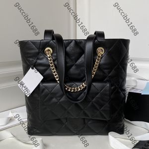 12A Mirror Quality Designers 23 Bag Tote Womens Large 33cm Shopping Bags Luxurys Handle Handbags Calfskin Quilted Black Purse Fashion Shoulder Chip Bag Hobo Clutch