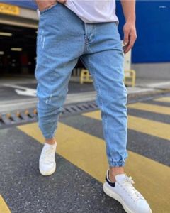 Jeans da uomo Pantaloni primavera autunno Pantaloni tinta unita Gancio aderente Leggings Moda stile hip hop Abbigliamento personalizzato da ballo