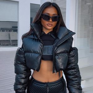 Frauen Daunen Frauen Mode Baumwolle Mantel Schulter Langarm Warm Zipper Fly Mini Moto Biker Stil Schwarz Kurze Parkas Jacke mäntel