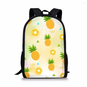 Skolväskor färsk tecknad frukt ryggsäck söt ananas resor ryggsäckar för kvinnor män avslappnad vandring väska 16 tum student bokväskor
