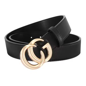 Designerriemen Klassieke grote effen gespriem Heren Dames Echt leer Dames Heren Casual Letter Gladde gesp Dames lederen riem Breedte 3,8 cm Met doos