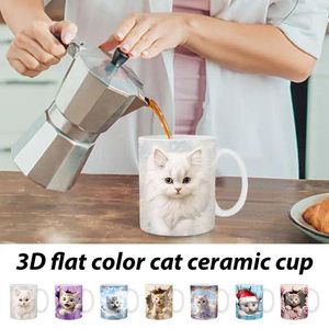 Mugs Cat Coffee Portable & Leak-proof Cups Decorative 3D Effect Ceramic Tea For Home Kitchen Accessories