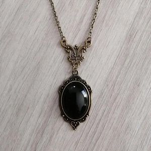 Kolye Kolyeler Gotik Vintage Siyah Cameo Kolye Kadın Victoria Stil Bronz Renk Partisi Mücevher Aksesuarları