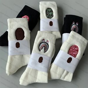 Shark socks bapes Mens Socks Women Cotton embroidery ape Socks Slippers Classic Hook Ankle Breathable black White Gray Football basketball Sport stocking