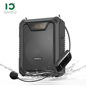 Mikrofoner Shidu Portable Voice Amplifier med trådlös mikrofon för lärare Vattentät Bluetooth -högtalare M808 231116