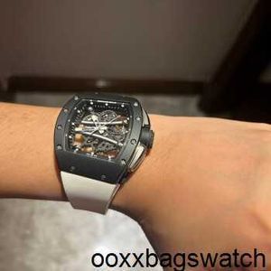 Richardmiler Watches Automatic Winding Watch Men's Manual Mechanical 5023x427mm Men's Watch Rm61-01 Black Ceramic White Track HBVO