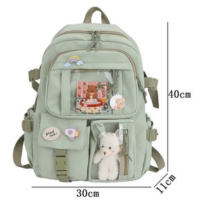 Mochilas femininas fofas à prova d'água, mochila escolar de nylon com vários bolsos para estudantes, meninas, kawaii, laptop, pacote de livros