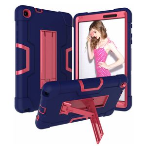 Kickstand Tablet PC Cases Bags for Amazon Fire 7.0 7 Kids 2022 Silicone Plastic Hybrid Rugged Anti-shock Protect Shell 20PCS Rose Gold Mint