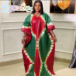 Roupas étnicas Africano Bazin Riche Long Dress for Women Plus Size Wedding Party Festy Night Dasthiki Dashiki Kaftan Robe