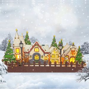 Dekoratif Nesneler Figürinler Noel dekorları Diy ahşap ev LED Işık Dekorasyonları Ev için Xmas Ağacı Asılı Süsler Yıllık Çocuk Hediyeleri 231115