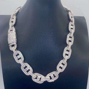 15mm Fire Hip Hop Jewelry Baguette Diamond Men Necklace Sterling Sier Fully Vvs1 Moissanite Cuban Chain