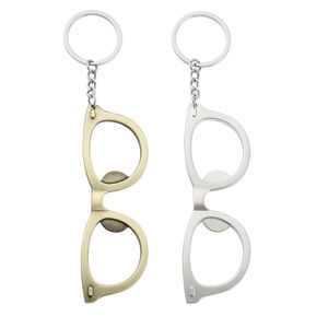 2023 Creative Metal Eyeglass Frame Opener Keychain Bottle Opener Pendant Personlighet Street Metal Keychain Pendant Bronze Silver Wholesale