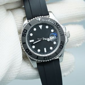 42mm YM Tacht ST9はブラックサファイアステンレス自動メカニカルステンレス鋼メンズメンズマン腕時計ブラックダイヤル新しいダイヤル