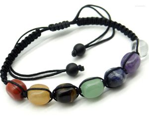 Pendant Necklaces Wholesale Natural Stone 7 Chakra Reiki Quartz Crystal Bracelet Irregular Beads Handmade String Rope Adjustable