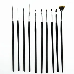 Tırnak Sanat Kitleri 10 PCS Fırça Seti Set Boya Fırçaları Detaylandırma Striping Karıştırma Dotting