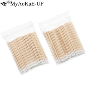 Cotton Swab 100pcs Disposable Cotton buds eyelash extension micro brush Ear cleaning Sticks Cosmetic applicator wood cotton swab Makeup ToolL231116