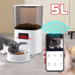 Kattenvoerbakken Automatisch met huisdiercamera voor hond en nachtzicht Tweerichtingsaudio Video Smart WiFi Voedseldispenser Afstandsbediening 231116