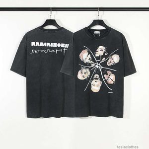 Designer roupas de moda luxo camisetas camisetas americano high street alemão tanque desgastado rammstein manga curta solta casual homens mulheres t-shirt vintage