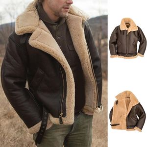 Herrenjacken Männer Kleidung Winterjacke Mode Umlegekragen Männlich Pelz Fleece Dicke Mäntel Herren Leder Outwear Streetwear Windjacke 231115