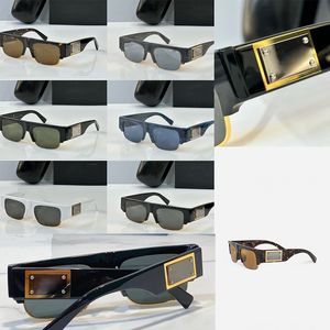 Millionaire-Designer-Sonnenbrille für Damen und Herren, modisch, quadratisch, halber Rahmen, Spiegel, luxuriöser Metallbuchstaben, Spiegelbein, farbwechselnde Linse mit Schutzhülle DG4457