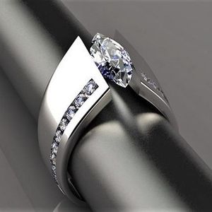 Pierścionki ślubne duży kamień cyrkonowy dla kobiet kochanek srebrny kolor zaręczynowy pierścionek mody mody knukier
