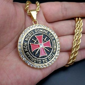 Pendant Necklaces Christian Maltese Cross Symbol Men's Crusader Holy Warrior Fashion Jewelry Necklace 2023 Religious Trend