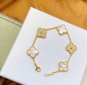 Designer-Schmuck, vierblättriges Kleeblatt-Charm, 6 Farben, Armbänder, Armreif, Kette, 18 Karat Gold, Achat-Muschel, Perlmutt, für Frauen, Mädchen, Hochzeit, Schmuck, Geschenke, Großhandel