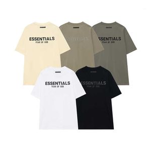 Ess tees tişörtleri lüks tasarımcı moda giyim tanrının korkuları dubleks essen mektupları stereo silikon baskılı yüksek cadde sis kısa kollu t-shirt