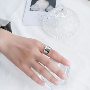 Cluster Rings S925 Sterling Silver Heavy Industry Wide Face Ring Female Korean Version Minimalist Niche Cold Wind Open Concave