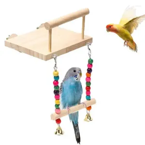 Andra fågelförsörjningar burplattform trä papegoja leksaker med svängtillbehör rattle för budgie cockatiel conure lovebirds parakeet