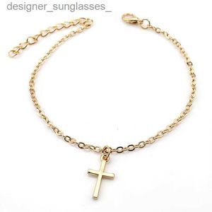 Anklets Classic Cross Pendant Ankle Armband Fashion Foot Jewelry for Women Summer Beach Party Accessory Simplet Anklet Summer Giftl231115