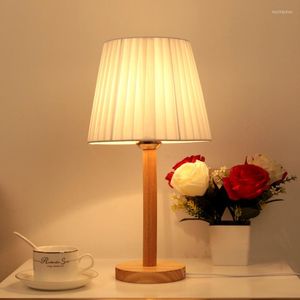 Table Lamps Wooden Led Bedside Lamp Nordic Modern Cloth Tabletop Small El Living Room Bedroom Decorative