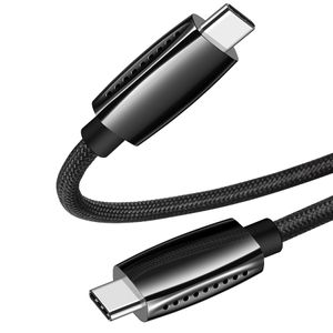 Helt ny 3ft/6ft 1M/2M USB2.0 PD3.1 Metall Ziny Alloy Type C till C 5A Svart Fast Charge USB -kabel 240W 480Mbps för Samsung S22 Plus för Google för Sony Universal