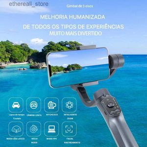 Stabilisatorer F10Pro 3-Axis Gimbal Smartphone Handhållen Selfie Sticks Video Recorder Vlog Live Stabilizer för iPhone Samsung New Q231116