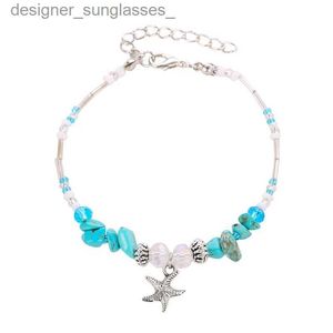 Anklets Summer Conch Beads Starfish Anklets for Women Beach Leg Ankel Armband Handgjorda Bohemiska fotkedja Boho smycken Sandaler Giftl231115