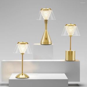 Table Lamps Nordic Metal Lamp LED Bar Touch Dimmable Golden Desk Rechargeable Living Room Bedroom El Bedside