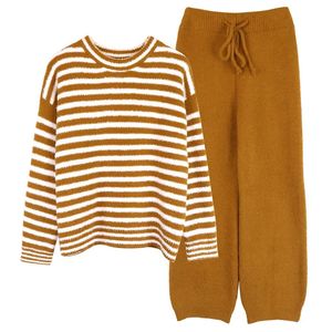 Damen-Nachtwäsche, Herbst-Winter-Pyjama-Set, Damen-Nachtwäsche, Streifen-Nachtwäsche, verdickter Femme-Pijama, warm halten, Homewear, weiche Pyjama-Komfort-Kleidung 231116