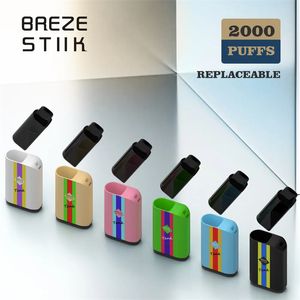 Breze stiik Tank Device 2000 puffs 6ml Pre-filled Replaceable Cartridges Disposable e cigarettes with Type-C Pods Breze stiik