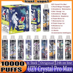 Original UZY Crystal 10000 puff Disposable E Cigarettes puff 10000 Airflow Control Device RGB Light 0% 2% 3% 5% Optional 10K Puffs Vape Pen kit