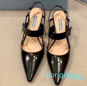 Women Dress Shoes high heels black white Genuine Leather Point Toe Pumps