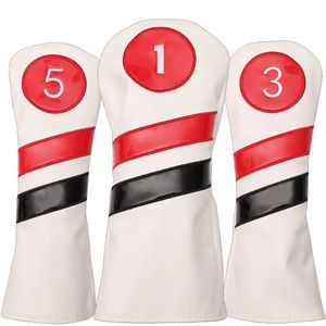 Diğer Golf Ürünleri Kulübü 1 3 5 Ahşap Head Covers Sürücü Fairway Rescue Woods Hibrid PU Deri Kafa Kapakları Set Koruyucu 231115